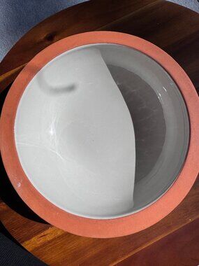 CB2 Modern Terracotta & Grey Enamel 7" Serving Bowl – Discontinued MCM Style